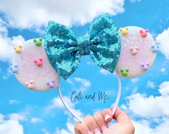 Jeweled Mouse Ears, Pearl Minnie Ears, Mickey Mouse Ears, Minnie Mouse Ears, Mouse Ears, Minnie Ears Headband, Mickey Ears Headband