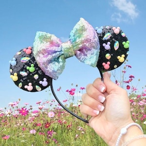 Disney Mouse Ears, Mickey ears Headband, Handmade Disney Ears, Disneybound, Mickey Ears, Minnie Ears, Sparkle Mickey Ears, Disneyland Outfit