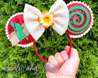 Moana Ears, Moana Minnie Ears, Moana Mickey ears, Minnie Mouse Moana Ears, Moana Mouse Ear Headband, Moana Floral Ears