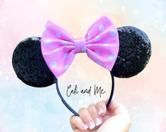 Polka Dot Minnie Ears, Minnie Mouse Ears, Pink Polka Dot Minnie Ears, Polka Dot Mickey Ears, Polka Dot Disney Ears, Pink Polka Dot Headband