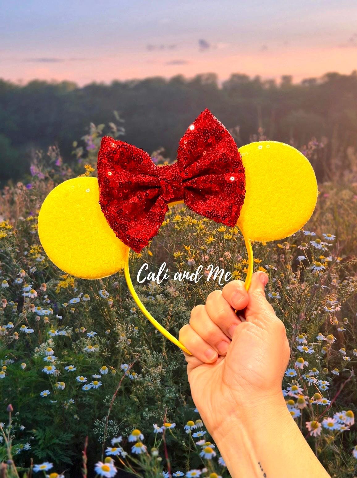 Yellow Mickey Ears With Red Bow, Yellow Mouse Wars Pick Your  display picture 1