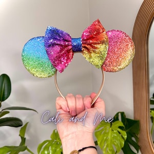 Ombre Pastel Rainbow Mickey Ears, Pastel Rainbow Ears, Rainbow Minnie Ears, Pastel Rainbow Disney Ears, Pastel Rainbow Sequin Mouse Ears image 5