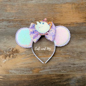 Mrs Potts and Chip Minnie Ears, Beauty and the Beast Mickey Ears, Mrs Potts Ears, Chip Mickey Ears, Belle Mickey Ears, Mrs Pott Mickey Ears Mrs Potts/White Ears