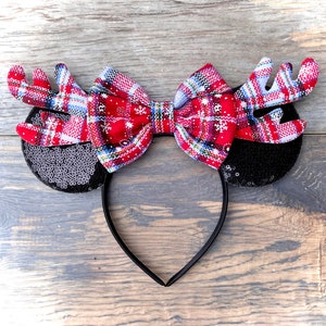 Christmas Ears, Mickey Ears, Minnie Ears, Christmas Mickey Ears, Holiday Minnie Mouse Ears, Holiday Ears, Mouse Ears Headband, Reindeer Ears