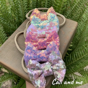 Sparkle Baby Bow, Iridescent Sequin Bow Clip, Sequin Baby Bow, Baby Bow Hair Clip, Twinkle Sequin Bow Clip, Hair Bow Clip, Bow Headband, Bow