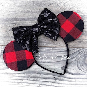 Buffalo Plaid Ears, Buffalo Mouse Ears, Buffalo Minnie Ears, Flannel Minnie Ears, Buffalo Plaid Mickey Ears, Minnie Mouse Ears, Disney Ears
