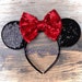 Mouse Ears, Mickey Ears, Classic Minnie Ears, Disney Mickey Ears, Minnie Mouse Ears, Minnie Ears, Disney Ears, Red Bow Minnie Ears, Headband 