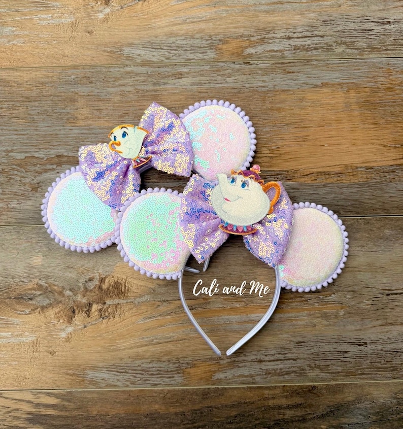 Mrs Potts and Chip Minnie Ears, Beauty and the Beast Mickey Ears, Mrs Potts Ears, Chip Mickey Ears, Belle Mickey Ears, Mrs Pott Mickey Ears image 2