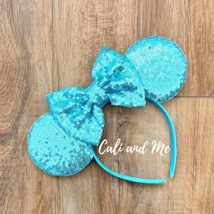 Turquoise Mickey Ears Disney Cruise Outfit Sequin Headband Minnie Ears Turquoise Blue Mouse Ears for Adults and Kids