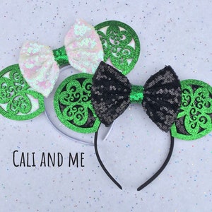 St. Patricks Day Disney, Green Minnie Ears,Green Mickey Ears, Green Glitter Mouse Ears, Sequin Minnie Ears, St Pattys Day Ears