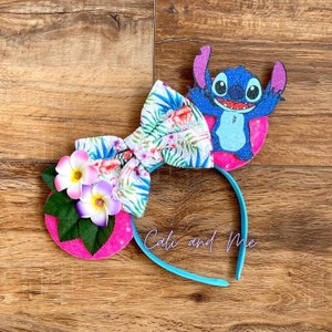 Tropical Stitch Ears,  Stitch Mickey Ears, Stitch Minnie Ears, Hawaiian Ohana Mickey Mouse Ears, Lilo and Stitch Ears, Stitch Inspired Ears