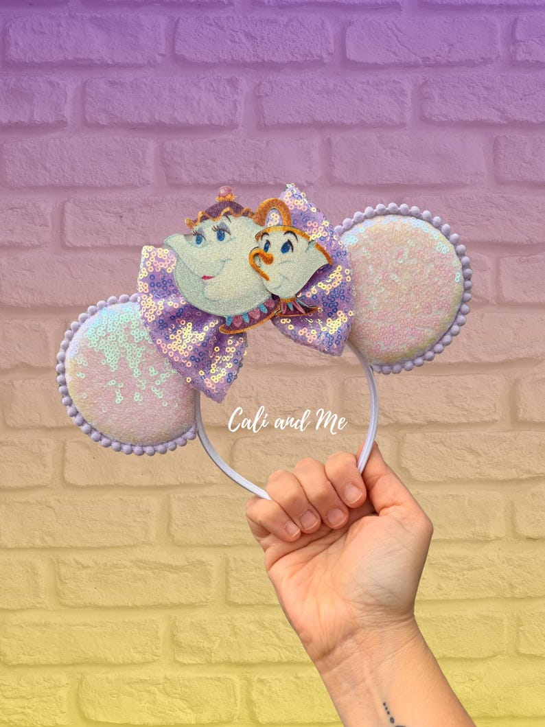 Mrs Potts and Chip Minnie Ears, Beauty and the Beast Mickey Ears, Mrs Potts Ears, Chip Mickey Ears, Belle Mickey Ears, Mrs Pott Mickey Ears image 12