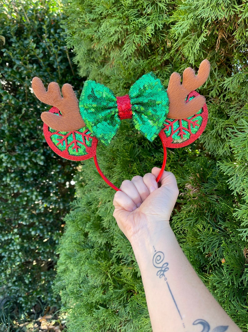 Christmas Minnie Ears Mouse Ears Reindeer Mickey Ears Etsy