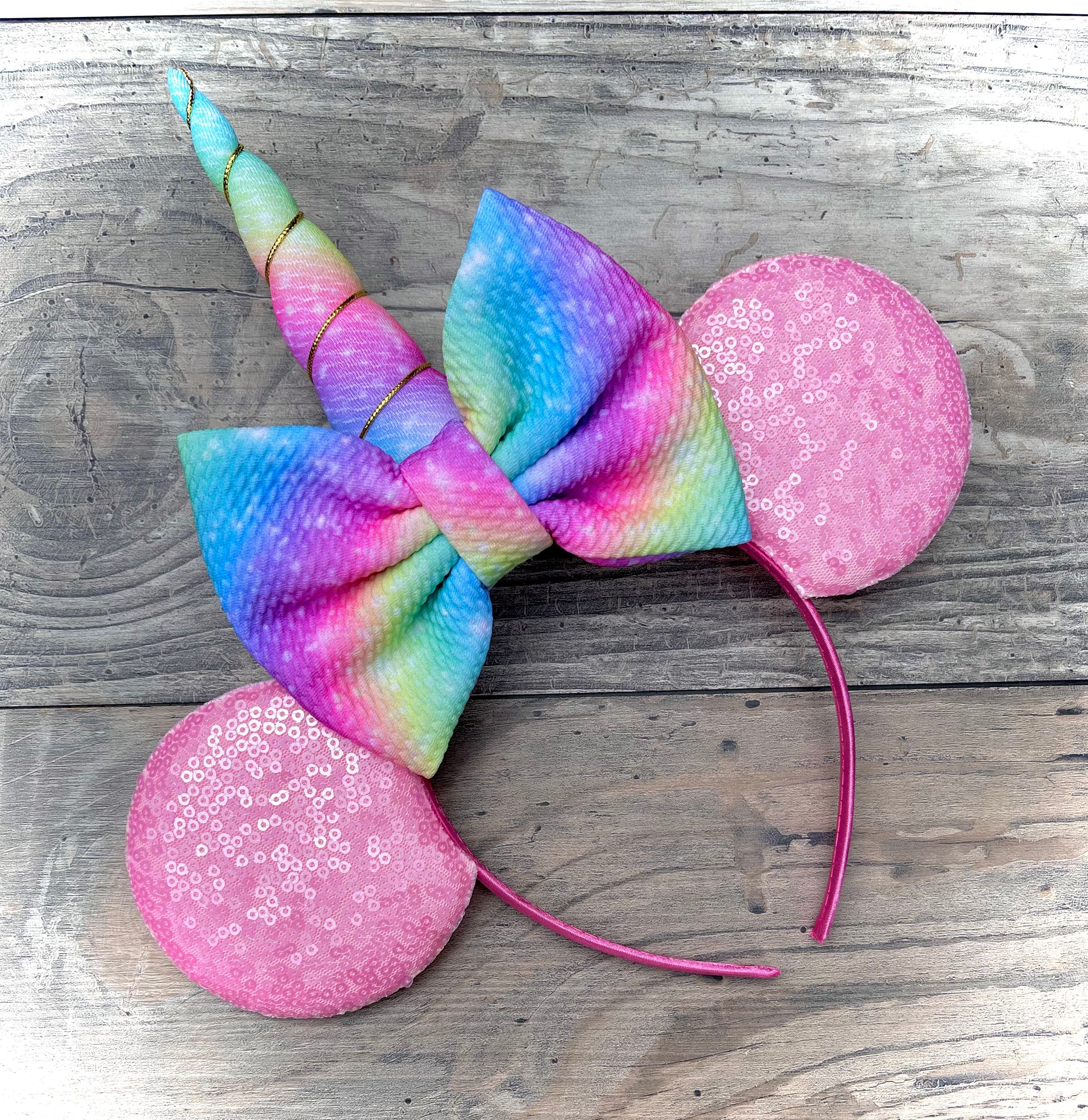 Unicorn Themed: Hand made Disney Ears Purple Unicorn Mouse Ear Headband | Glitter Unicorn Ears for  main image 2