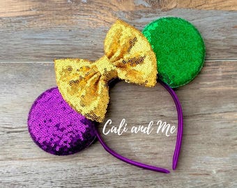 Mardi Gras Ears, Mardi Gras Mickey Ears, Mardi Gras Minnie Ears, Mardi Gras Mouse Ears, Disney Mardi Gras Mouse Ears Headband