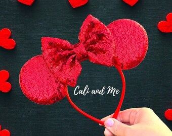 Red Mickey Ears Disney Headband, Red Minnie Ears Disney Hair  display picture 3