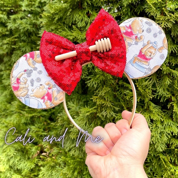 Whinnie the Pooh Inspired Minnie Ears, Mickey Ears, Inspired Pooh Bear Ears, Mouse Ears, Minnie Mouse Ears , Mickey Mouse Ears