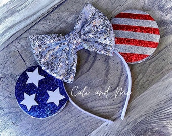 Minnie Ears, Patriotic Mickey Mouse Ears, 4th of July Ears, 4th of July Minnie Ears, Mickey Ears, Americana Ears