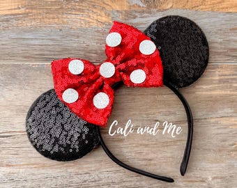Polka Dot Mickey Ears Headband Minnie Mouse Red Polka Dot 