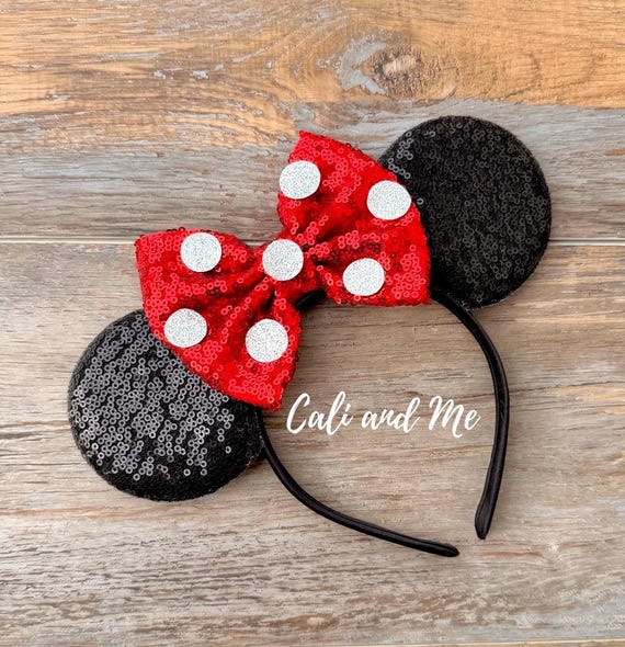 Disney Red and Black Polka Dot Mouse Ears Headband Minnie Mouse Polka Dot Bow Ear Headband for Adults | Disney  main image 3