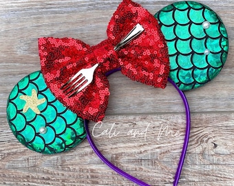 Mermaid Mouse Ears, Mermaid Minnie Ears, Little Mermaid Minnie Ears, Mermaid Princess Ears, The Little Mermaid, Mermaid Ears