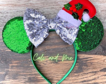 Christmas Minnie Ears, Christmas Mickey Ears, Mouse Ears, Santa Mickey Ears, Christmas Ears, Holiday Mouse Ears, Holiday Minnie Santa Ears