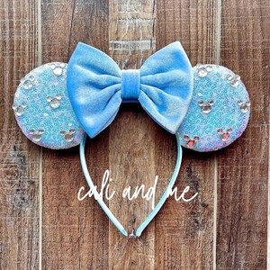 Rhinestone Mickey Ears, Minnie Ears, Mickey Ears, Blue Velvet Minnie Ears, Rhinestone Ears, Mouse Ears, Blue Mouse Ears, Blue Minnie Ears