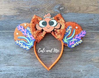 Nemo Mickey Ears, Nemo Ears, Finding Nemo Minnie Ears, Nemo Mouse Ears Headband, Nemo Inspired Ears, Finding Nemo Ears, Nemo Headband