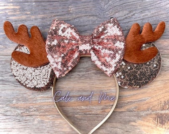 Bronze Reindeer Ears, Reindeer Mickey Ears, Reindeer Minnie Ears,  Reindeer Mouse Ears, Christmas Minnie Ears, Christmas Mickey Ears