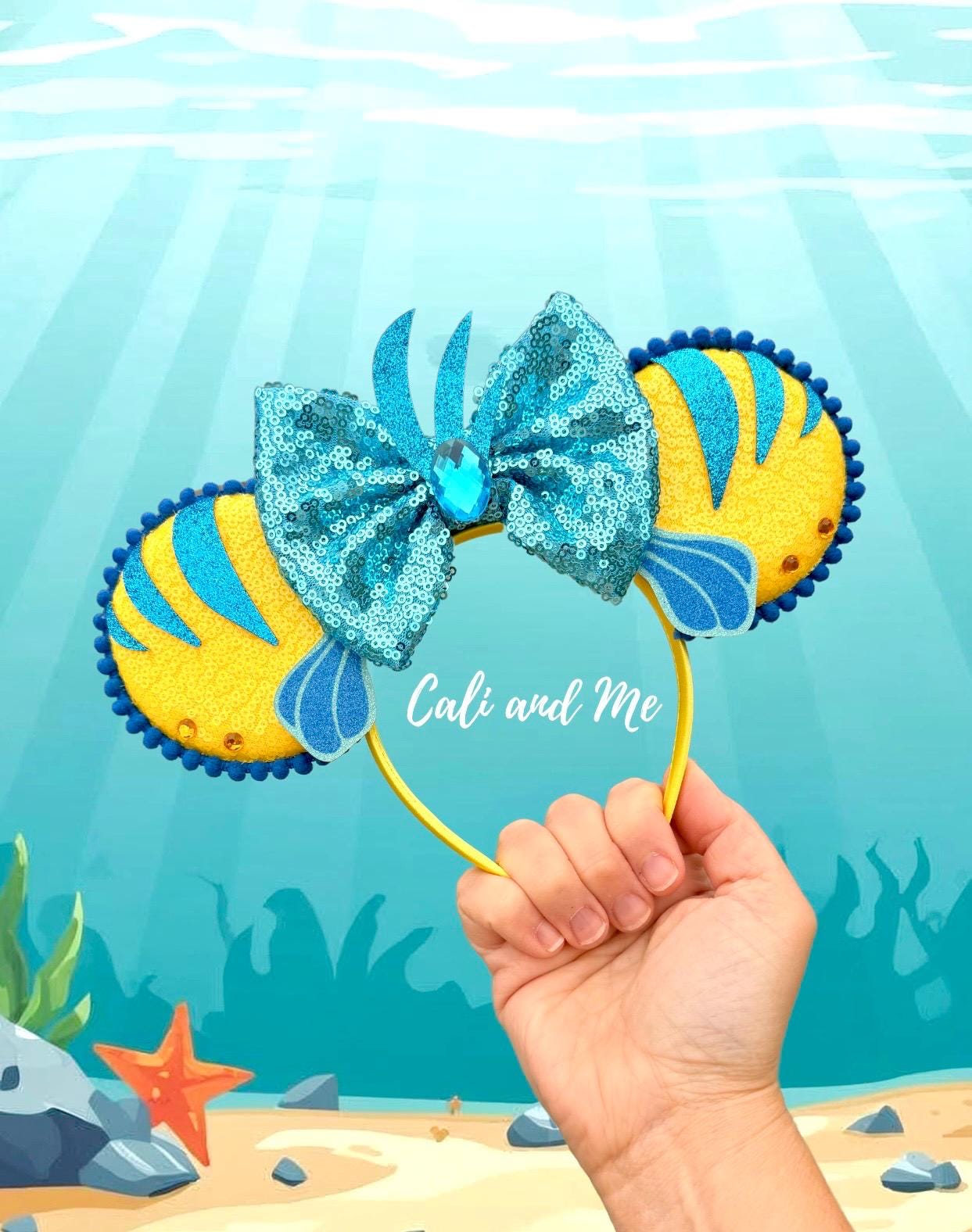 Tokyo Disney ? Resort Ears, Themed for Flounder- Adorable Disney Mouse Headband Tokyo Disney Resort Flounder Ears Headband Little Mermaid  main image 3
