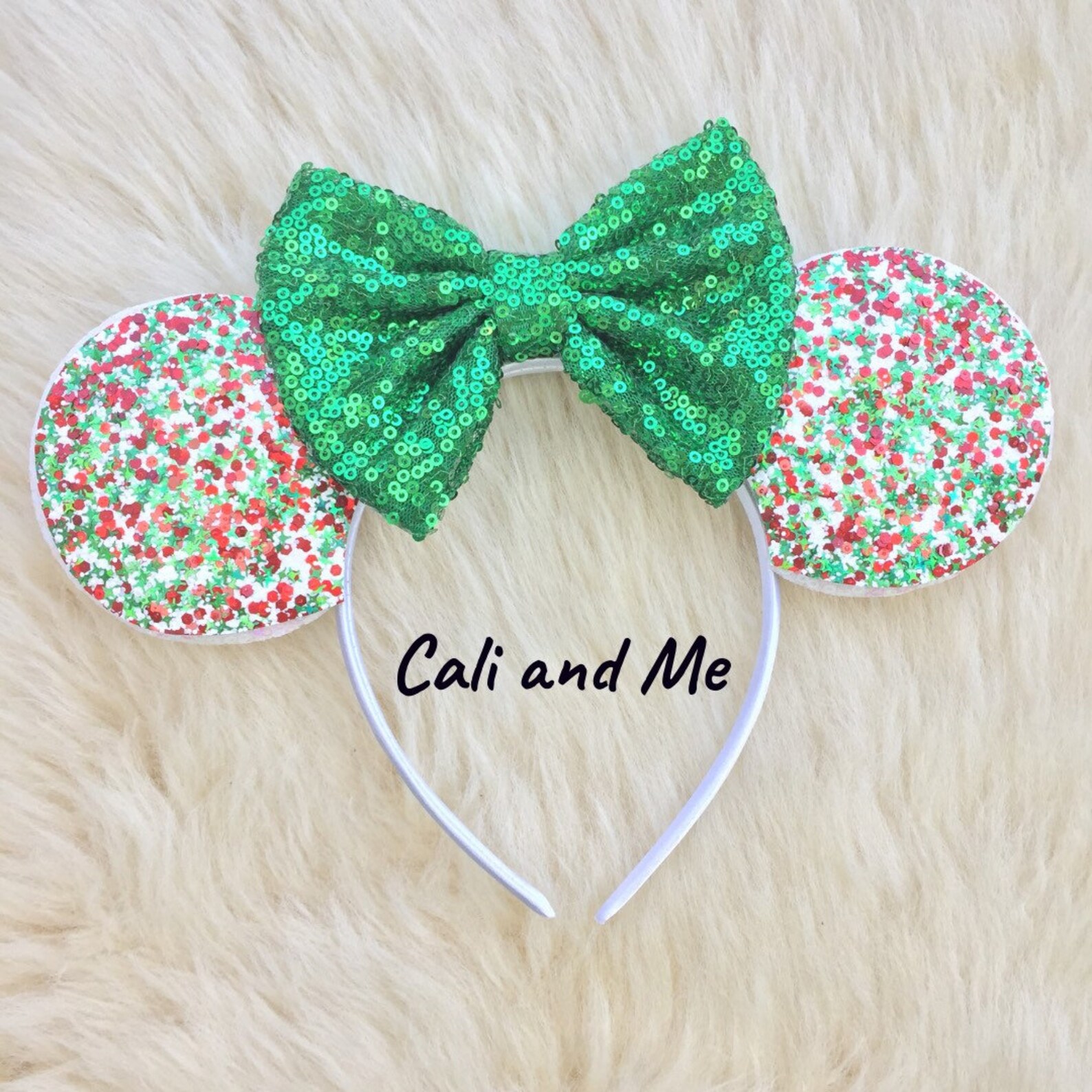 Christmas Confetti Glitter Ears Christmas Minnie Ears Etsy