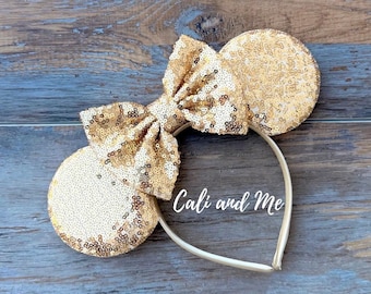 Gold Mickey Ears for Adults Gold Sparkle Minnie Ears  display picture 1