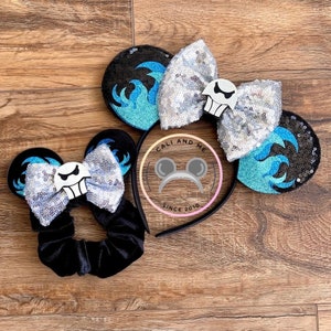 Hades Mouse Ears Scrunchie, Hades Villian Mickey Ears, Hades Ears, Minnie Mouse Ears, Villian Minnie Ears, Hades Mickey Ears, Hades Disney.