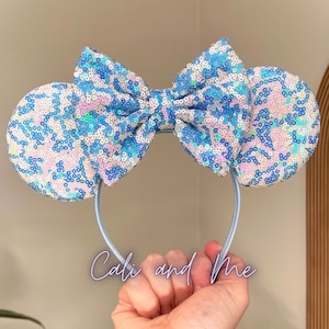 Blue Mix Ears, Blue Minnie Ears, Blue and White Mouse Ears, Iridescent Mickey Ears, Turquoise Sequin Ears, Light Blue Mouse Ears,