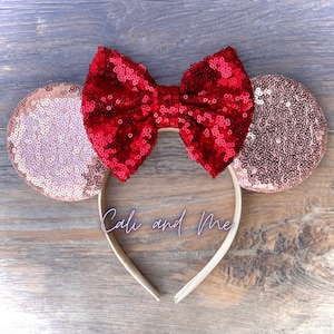 Pick your color, Rose Gold Ears, Mickey Mouse Ears, Mouse Ears, Mickey Ears, Mouse Ears Headband, Disney Trip Accessories, Sequin Hairbow