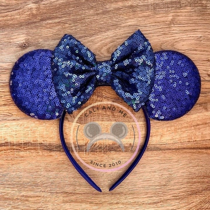 Navy Sequin Mouse Ears, Dark Blue Minnie Headband, Navy Blue  display picture 3