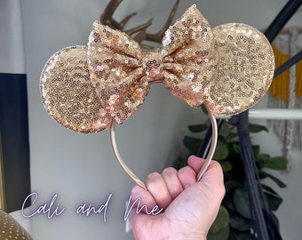 Rose Gold Mickey Ears Headband Rose Gold Minnie Ears Hair  display picture 1