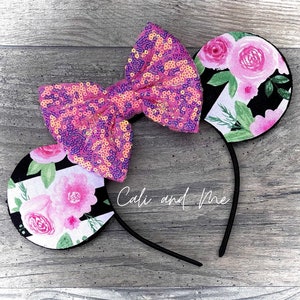 Mouse Ears, Minnie Mouse Ears Headband, Disney Ears, Floral Minnie Ears,  Floral Mickey Ears, Floral Disney Ears, Flower and Garden Ears