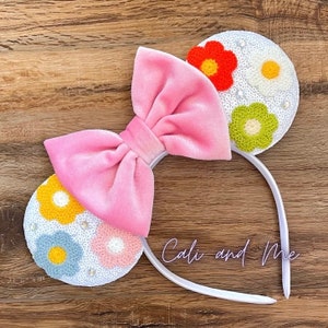 Floral Minnie Ears, Floral Mickey Ears, Minnie Ears, Flower Ears, Floral Minnie Mouse Ears, Mouse Ears Headband, Flower Mouse Ears