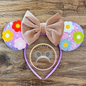 Floral Minnie Ears, Floral Mickey Ears, Minnie Ears, Flower Ears, Floral Minnie Mouse Ears, Mouse Ears Headband, Flower Mouse Ears