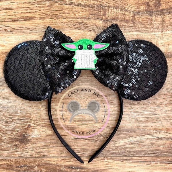 Mouse Ears, Baby Yoda Minnie Ears, Mandalorian Mickey Mouse Ears, Star Wars Ears, Star Wars Minnie Ears, Star Wars Mickey Ears