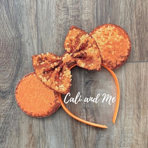 Orange Mickey Ears Headband Orange Sequin Mouse Ears for Adults and Kids Orange Hair Accessories Disney Birthday Gift
