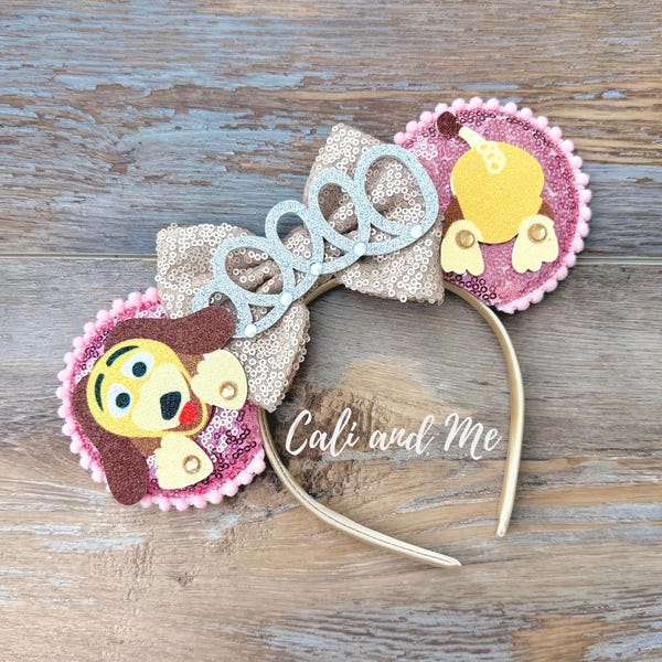 Pink Slinky Dog Inspired Toy Story Mickey Ears,  Slinky Dog Ears, Toy Story Mouse Ears, Toy Story Ears, Pink Slinky Dog Ears, Slinky Dog