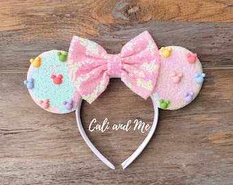 Jeweled Mouse Ears, Pearl Minnie Ears, Mickey Mouse Ears, Minnie Mouse Ears, Mouse Ears, Minnie Ears Headband, Mickey Ears Headband
