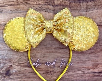 Solid Golden Yellow Ears, Yellow Gold Minnie Ears, Gold Mouse Ears, Golden Yellow Minnie Ears, Mouse Ears, Minnie Mouse Headband