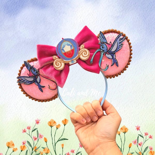 Cinderella Birds Minnie Ears, Cinderella Ears, Cinderella Birds Mickey Ears, Cinderella Mouse Ears, Princess Cinderella Inspired Minnie Ears