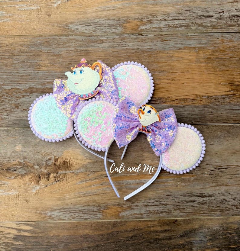 Mrs Potts and Chip Minnie Ears, Beauty and the Beast Mickey Ears, Mrs Potts Ears, Chip Mickey Ears, Belle Mickey Ears, Mrs Pott Mickey Ears image 3