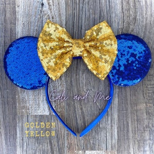 Royal Blue Minnie Ears, Dark Blue Mickey Ears, Royal Blue Mouse Ears, Blue and Gold Minnie Ears, Royal Blue Ears, Royal Blue Disney Ears