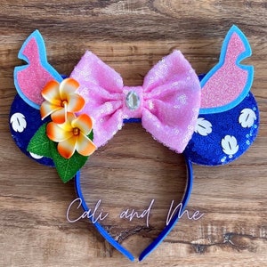 Stitch Minnie Ears, Stitch Mickey Ears, Stitch Mouse Ears, Hawaiian Ohana Mickey Mouse Ears, Lilo and Stitch Ears, Minnie Stitch Ears