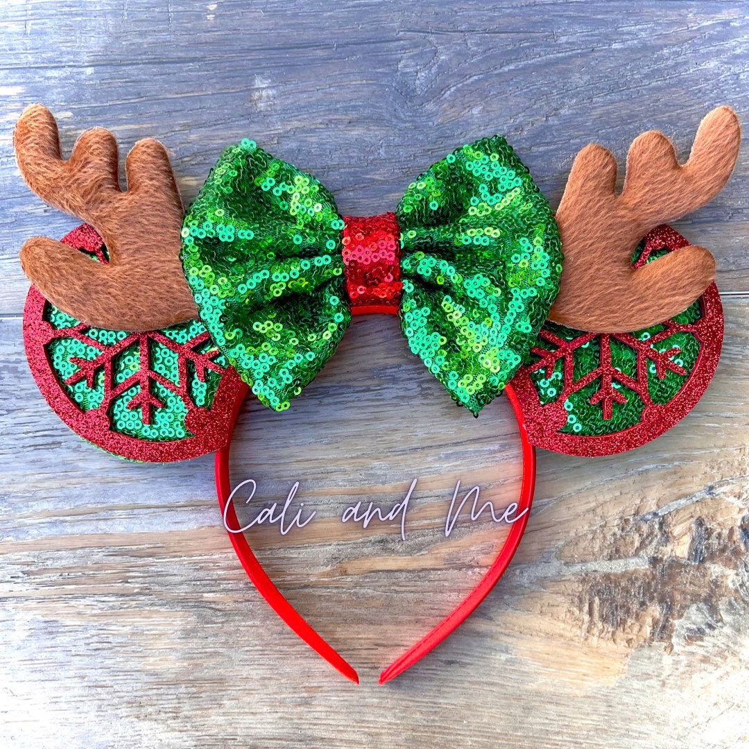 Christmas Minnie Ears Mouse Ears Reindeer Mickey Ears Etsy